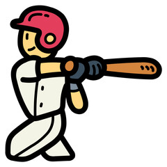 baseball batter filled outline icon style