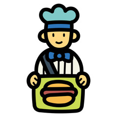 hot dog seller filled outline icon style