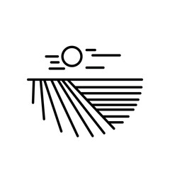 Farm and farm fields line icons vector