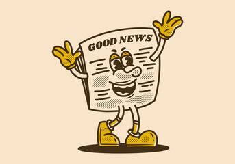 Newspaper mascot character illustration with happy expression