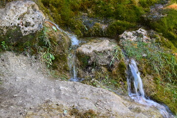 Waterfall with Moss on the Rocks