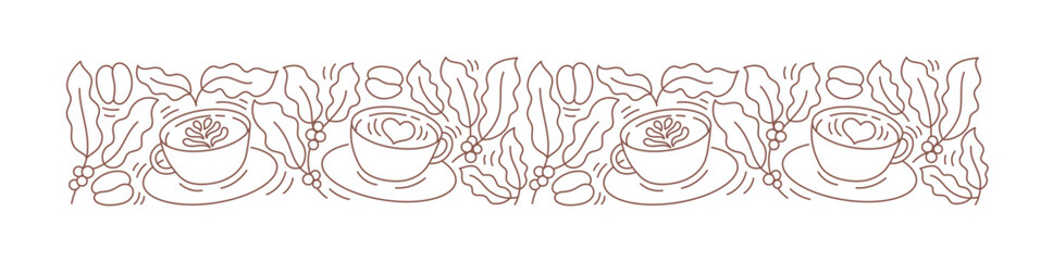 Fototapeta na wymiar A cup of coffee pattern. Coffea design element. Editable outline stroke. Vector line.