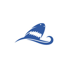 Shark head logo on the surface of the waves