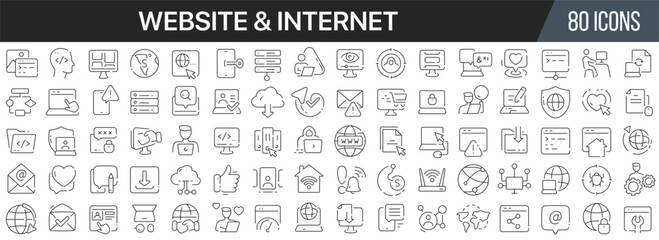 Website and internet line icons collection. Big UI icon set in a flat design. Thin outline icons pack. Vector illustration EPS10