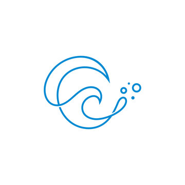 recommend clip art: Wave minimalist line art logo concept