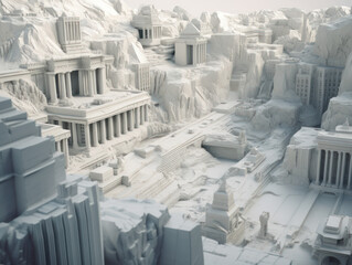Futuristic white city landscape cityscape background Created with Generative AI technology.