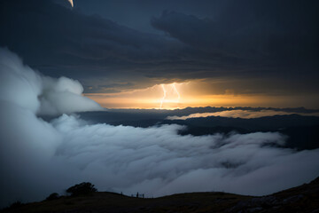 Fototapeta premium Moon, thick fog in a gloomy atmosphere With Generative AI