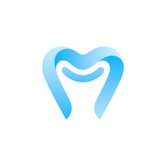 Teeth logo in blue color with smiling mouth