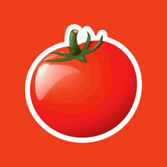 Vector tomato sticker flat design isolated on white background food vegetables illustration suitable for web landing pages, banners, flyers, stickers, cards, etc.