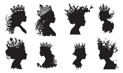 A set of queen with crown vector design