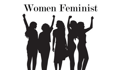 Obraz na płótnie Canvas A set of Women Feminist vector illustration on white background