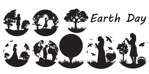 Obraz premium World Earth Day silhouette vector illustration