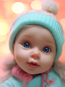 Cute Baby Doll wear Bonnet AI Generated