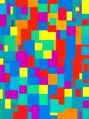 Colorful abstract geometric Kodachrome panels.