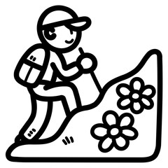 hiking line icon style