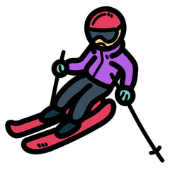skiing filled outline icon style