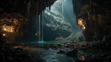  Serene Waterfall Nestled in the Heart of the Cave