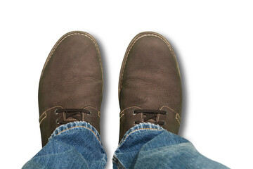 Human legs with jeans and sneaker shoes