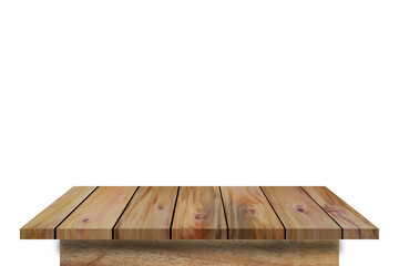 Close-up empty wooden plank table top on vintage style a furniture for decoration home