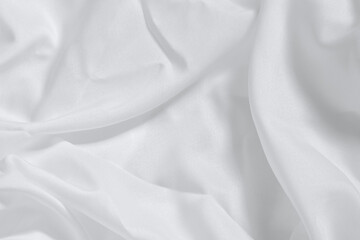 Soft focus white smooth ripple linen fabric on detail texture background
