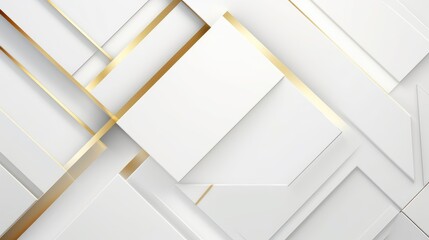 White and golden geometric abstract background. Generative AI