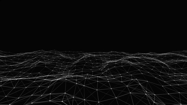 abstract plexus line and dots connection wave animation isolated on black background with 4k video and 3d render