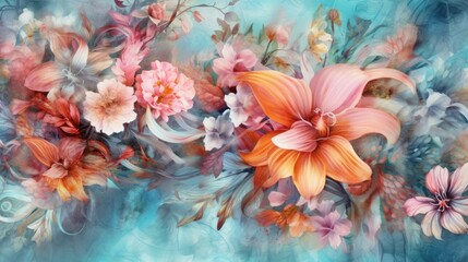 Obraz na płótnie Canvas Enchanting floral display featuring shabby chic vintage paradise flowers