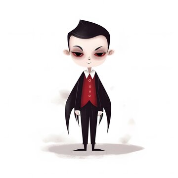 Cute little vampire isolated on white background. Generative AI