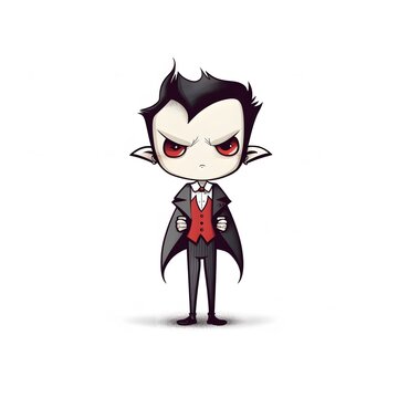 Cute little vampire isolated on white background. Generative AI