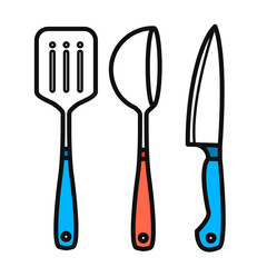 Cutlery set Cooking utensils Icon Airfryer Airfryer Electric pot Coffee pot Bottle beverage Can beverage Picture vector illustration Cute