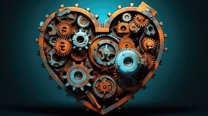 Metal Mechanical Heart Symbol