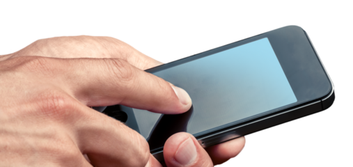 Human hand holds smart phone