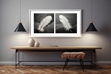 Traditional Abstract Still Life with Framed Art in a Room.