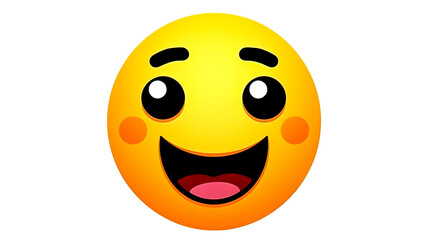 Fototapeta premium Cheerful yellow emoticon on white isolated, generative AI.