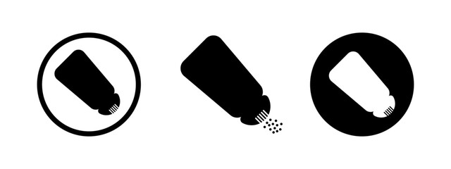 Salt and pepper shaker vector illustration. Spice bottle black icon. Seasoning container symbol.