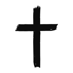 Vector illustration of grungy christian cross symbol isolated on white background