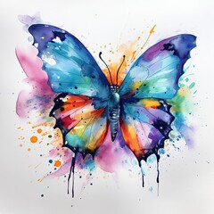 Obraz na płótnie Canvas Beautiful painting of a lovely colorful butterfly drawn with realistic watercolors. Generative AI