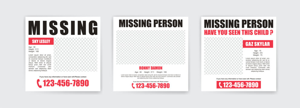 Social Media Post Template for Missing Person Search