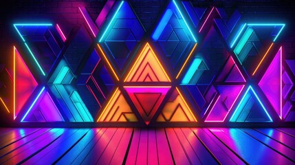 Glowing Neon Geometric Shapes Background