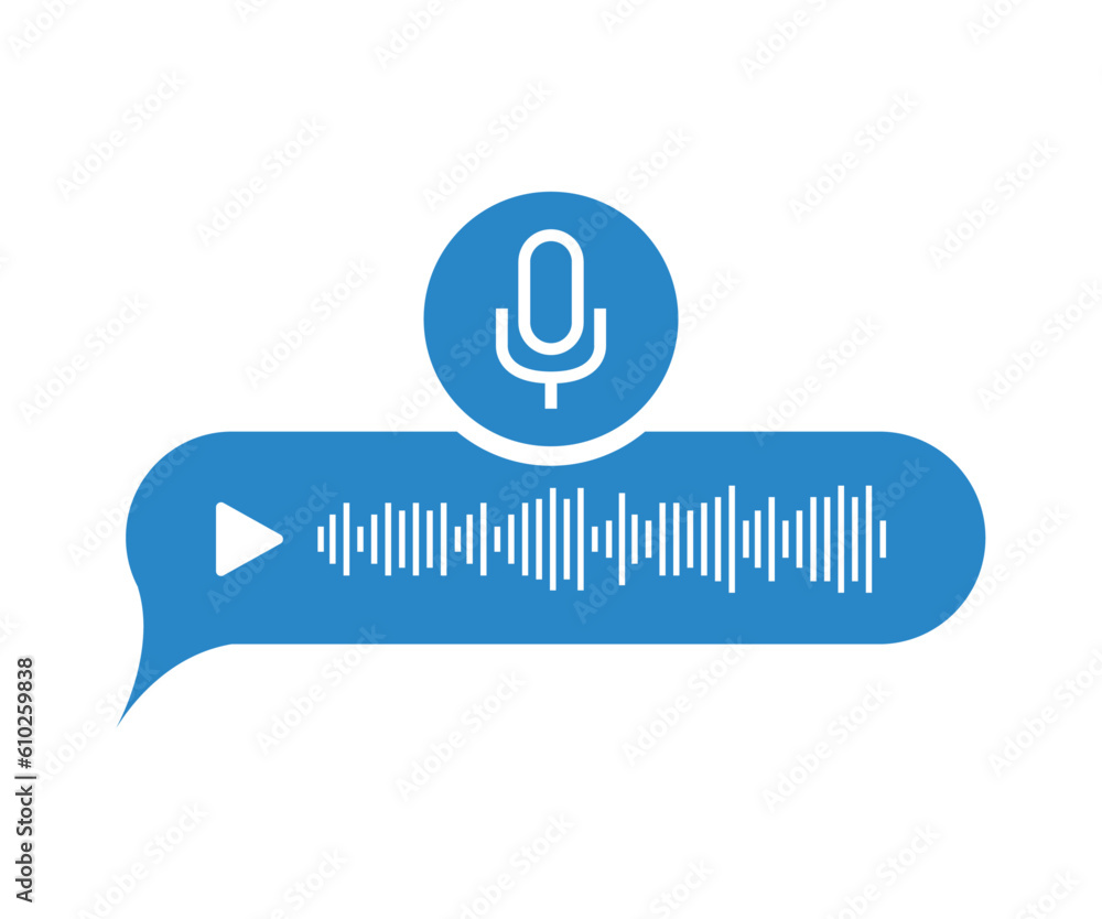 Poster the voice message bubble icon features a sound wave and microphone, representing voice messaging cor
