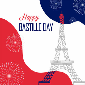 Happy bastille day. national france day vector illustration.