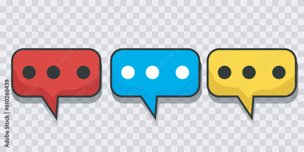 Poster chat and speech bubble iicons set on vector transparent background