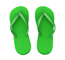 Green summer flipflops isolated on transparency png file generative ai illustration