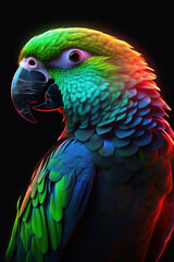 Obraz premium A beautiful parrot on a black background, Generative AI