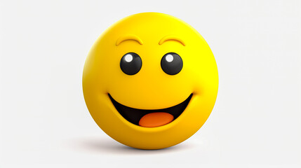 Cheerful yellow emoticon on white isolated, generative AI.