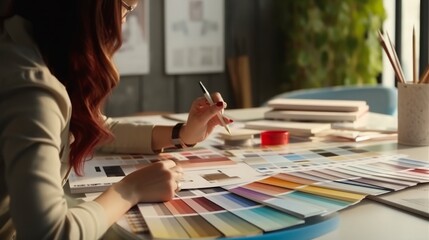 Color Selection for House Renovation. Interior Design Workspace.