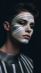 An illustration of a fashion portrait of a man combined with abstract art., AI Generated.