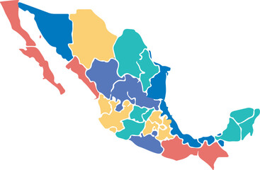 Mexico map template vector infographic with regions and pointer signs