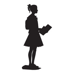 A Girl Stand on book Vector silhouette