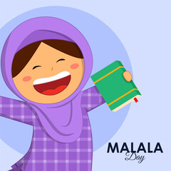 Vector illustration of Malala Day social media story feed mockup template
